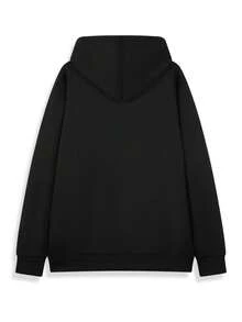 Sudadera de manga larga para hombre con cordón, patrón impreso, ropa casual elegante para el día a día - Negro - Ver 2