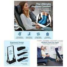 1 Pack No - Collapse Airplane Foot Hammocku2013Adjustable Foot Hammock Plane Travel With Thick Base, Lightweight Travel Footrest Office, FlightsBlack - Black + 1PCS - View 1