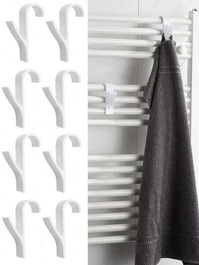 4/8 pezzi Ganci riscaldanti per asciugamani da bagno, Ganci per accappatoi da bagno, Ganci per elementi riscaldanti, Rastrelliera appendi abiti da bagno, Ganci per vestiti, Accessori sciolti, Ganci per elementi riscaldanti cilindrici, Ganci appendi abiti da parete facili da installare, Salvaspazio, Ganci riscaldanti per asciugamani da bagno durevoli per appendere accappatoi, vestiti e asciugamani, senza bisogno di forare