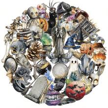 50pcs Vintage Watercolor Pumpkin Cute Ghost Transparent Graffiti Decal Stickers Waterproof Stickers For Laptop, Water Bottles, Luggage, Helmet, Motorcycle, Guitar - Multicolor - View 5