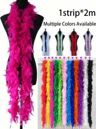 Feathers Boa, Diy Party Dress Up Costume Accessories, Colorful Feather Boas, Scarf Decoration, Suitable For Birthday Party, Halloween, Christmas, Horse Racing, Tea Party, New Year's Eve, Concert And Home Decor, Dance Wedding, Stage Performance, Carnival Costume And Accessories, Party Supplies