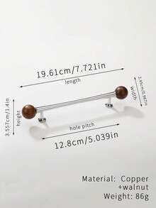 1pc Walnut Wood & Brass Vintage Bronze Cabinet Door/Drawer Pull Handle - Multicolor - View 18