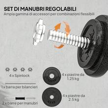 Bộ tạ 2 trong 1 SPORTNOW và thanh tạ có thể điều chỉnh 20kg với tay cầm chống trượt, bộ tập luyện tại nhà với 8 đĩa tạ, thanh tạ và 2 thanh tạ đơn bằng thép - màu đen - Xem 4