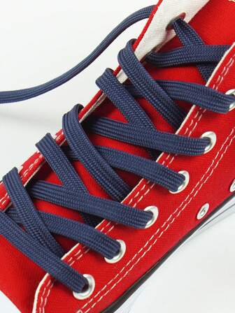 1 Pair Solid Color Basic Polyester Braided Shoelaces, Suitable For Outdoor All Seasons