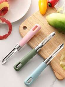 1pc Stainless Steel Fruit And Vegetable Peeler, Potato Peeler, Potato Peeler, Multifunctional Melon Slicer - Multicolor - View 4