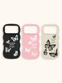 Luxury Butterfly Fashion Phone Cases Butterfly Print Matte Wave Edge 3pcs Creative Soft Case Compatible With IPhone & Galaxy Phones Spring Gift Birthday - Multicolor - View 40