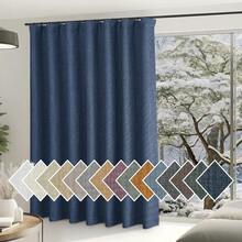 2025  Bedroom Curtains 2 Panels Sets Faux Linen Textured, Pinch Pleated Room Darkening Light/Heat Blocking Window Drapes Thermal Insulated For Living Room, Angora, W50 X L108, 2 Panels - 藏蓝色 - 查看 9