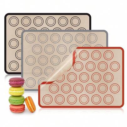 1 adet Silikon Makaron Pişirme Matı, Yapışmaz Silikon Makaron Pişirme Matı, Yeniden Kullanılabilir Yapışmaz Hamur Yoğurma Matı, Pişirme Tepsisi Matı, Mikrodalga ve Fırın İçin Uygun, Siyah/Kırmızı/Gri, Kolay Temizlenebilir, Kurabiye, Makaron, Pasta, Kek, Ekmek İçin Mükemmel Pişirme Seti, Ev Mutfağı, Doğum Günü Partisi, Tatiller ve Anneler Günü İçin Uygun, Pişirme Aksesuarları, Pişirme Aletleri