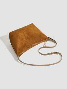 韩版秋冬麂皮单肩水桶包手提斜挎包女包，适合女性日常通勤，适合各种场合及节日送礼 - 棕色 - 查看 8