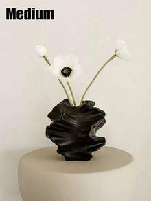 1 件黑色波浪树脂花瓶家居装饰客厅餐桌中心装饰