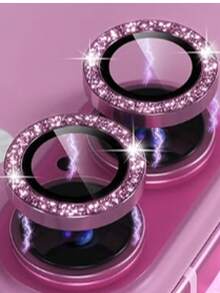 一套闪光钻石水钻相机镜头保护膜，适用于 12/12 Mini/12 Pro/12 Pro Max、 13/13 Mini/13 Pro/13 Pro Max、 11/11 Pro/11 Pro Max、 14/14 Puls/14 Pro/14 Pro Max、 15/15 Puls/15 Pro/15 Pro Max，镶嵌仿钻装饰相机盖钢化玻璃保护膜，彩色仿钻 - 淺粉色 - 查看 13