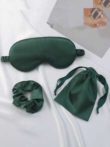 Double-Sided Simulated Silk Unisex Eye Mask Solid Color Satin Hair Ties Slow Rebound Noise-Canceling Bullet Earplugs . Light-Blocking Non-Pressure Eye Mask . Eye Mask Blocks Light ; Hair Ties Hold Hair Firmly; Earplugs Reduce Noise. All Reusable, Easy To Carry. Perfect For Home Sleep