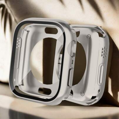 Tempered Glass Screen Protector Cover For Apple Watch Series 11/10/9/8/7/6/5/4/SE 42mm 40mm 41mm 44mm 45mm 46mm, 360° Protective Front And Back PC Case For Accessories