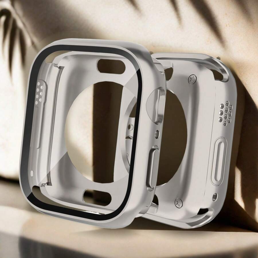 Tempered Glass Screen Protector Cover For Apple Watch Series 11/10/9/8/7/6/5/4/SE 42mm 40mm 41mm 44mm 45mm 46mm, 360° Protective Front And Back PC Case For Accessories - Multicolor - View 1