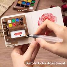 8/15格迷你胡桃木旅行调色盘套装，口袋艺术家水彩旅行套装，便携式木质网格颜料盒，适用于水彩、水粉、石头、玻璃、陶瓷、金属、木材等材质的调色盘套装，丙烯颜料创意礼品之选，返校季母亲节礼物，2026年艺术用品文具套装，适合艺术家、学生和青少年。 - 套裝 - 查看 5