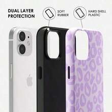 Cheetah Print All Over Print Mobile Phone Case For IPhone 17 Air 16 15 14 13 12 11 Pro Plus X XS Max Cellphone Protective Cover, Cute Leopard Case For Women, Luxury  Retro Cool Animal Print Matte Surface Design, Aesthetic Pattern Slim Hard Shell Plastic Cover, White - Màu tím - Xem 2