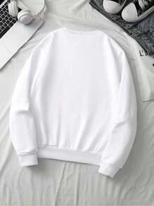 LCWomen's Drop Shoulder Long Sleeve Sweatshirt,Long Sleeve Tops Graduation,Back To School Outfits,Graduation,Teacher Outfits Women,Back To School Pullover Fall OutfitCasual Daily Wear - 白色 - 查看 2