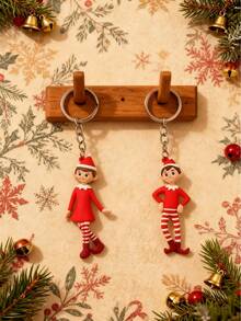 1PC Christmas Exquisite Pendant, Cute Boy And Girl Keychains, Car Keys/Bag Accessories, Couple Pendant, Perfect Christmas/New Year Gift - Multicolor - View 2