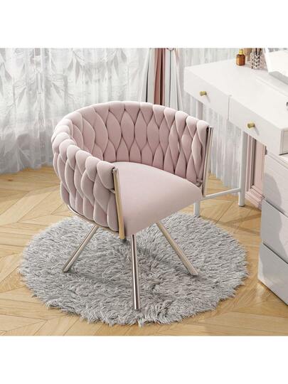 Dressing Chair, Piece, Luxe Swivel Bedroom Leisure Four Metal Support Legs, Roze