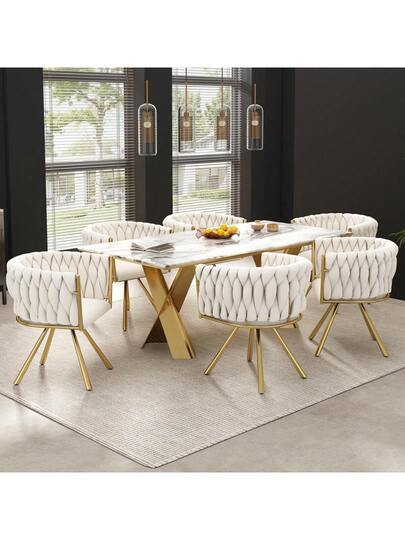 Dressing Chair, Piece, Luxe Swivel Bedroom Leisure Four Metal Support Legs, Roze view 8