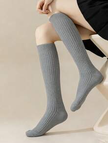 1/3/5 Pairs Solid Color Double Needle Knitted Wool Comfortable Warm Indoor Ankle Socks - Multicolor - View 6
