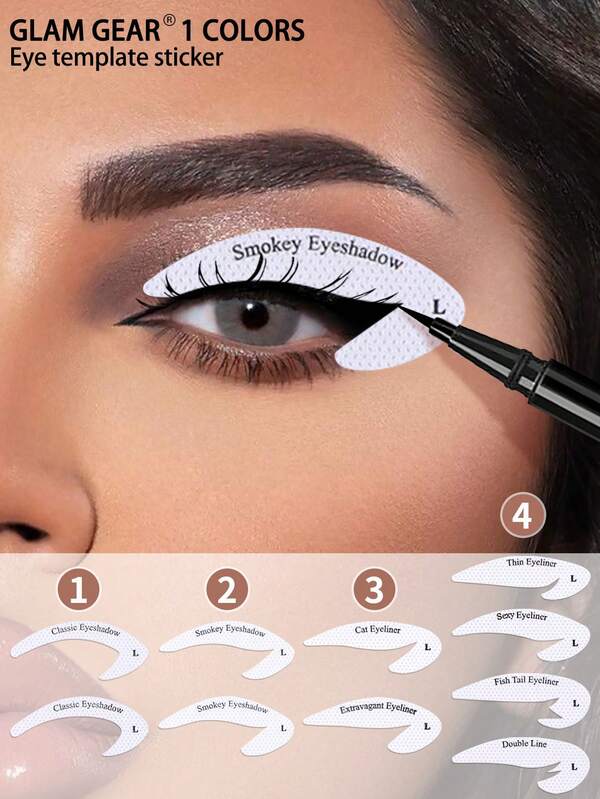 32 pezzi/4 modelli di adesivi per occhi - Stencil per trucco in tessuto non tessuto senza alcool per look precisi da gatto, sfumati e naturali - Facili da applicare e rimuovere, senza sporco, adesivi di bellezza adatti a principianti e professionisti, design semplice, durevoli, monouso, realizzati per gli appassionati di trucco