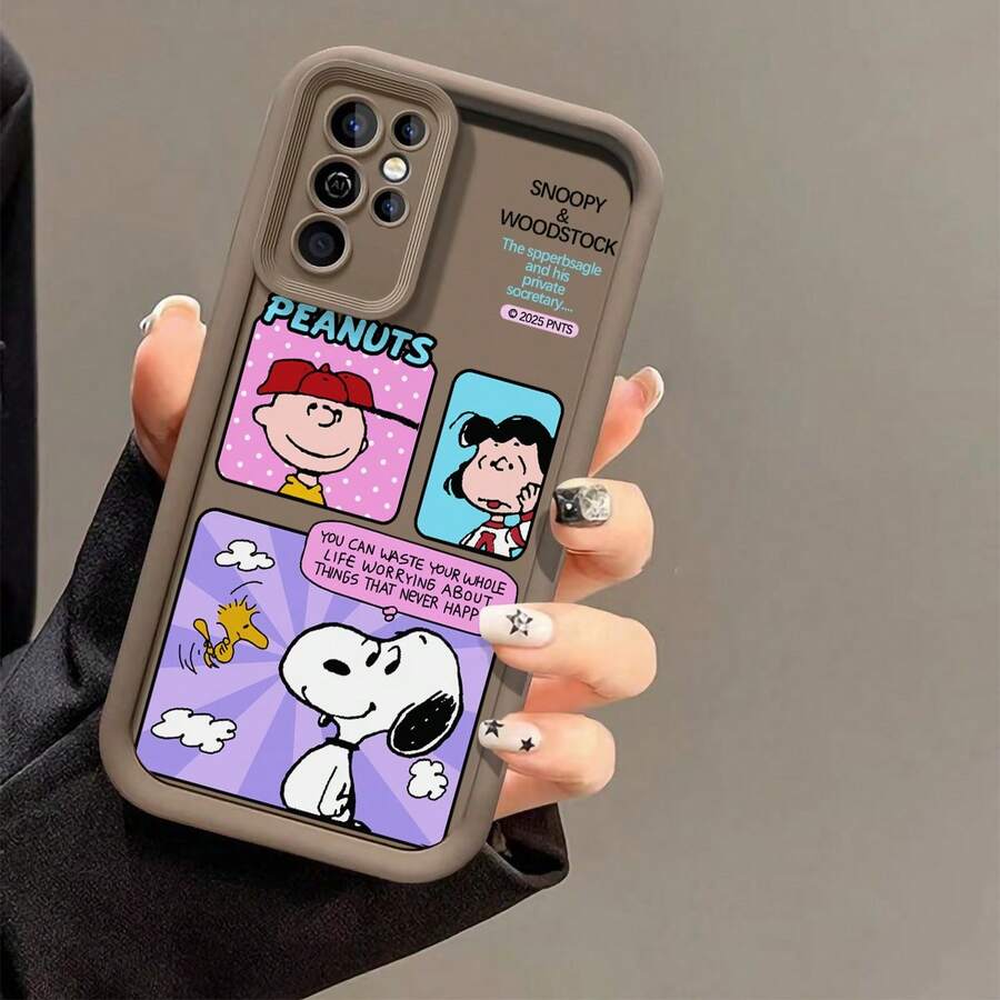 Miniso Phone Case With Peanuts Gang Print, Featuring Snoopy, Woodstock, Charlie Brown, Lucy, The Motivational Quote "YOU CAN WASTE YOUR WHOLE LIFE WORRYING ABOUT THINGS THAT NEVER HAPPEN" For Samsung Galaxy S25 Ultra/S25 Plus/S25/ Galaxy S24 Ultra/S24 Plus/S24/S24 FE/S23 Ultra/S23 FE/S22Ultra/S22 Plus/S22/S21 Ultra/S21 Plus/S21/S21 FE/A13/A14/A15/A16/A17/A33/A34/A35/A36/A52/A53/A54/Galaxy Note20Ultra/Galaxy Note20,Galaxy S25 Case,Galaxy S25 Case,Galaxy S25 Ultra Case Plus Stocking Stuffers,The Girlfriend,The Chosen,Early Fall Fashion. - 咖啡棕 - 查看 1