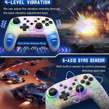 Controlador de juego inalámbrico GAMINJA NS015, con giroscopio de 6 ejes y vibración dual, LED RGB, compatible con Switch, TV Box, PS3, PC - Multicolor - Ver 5