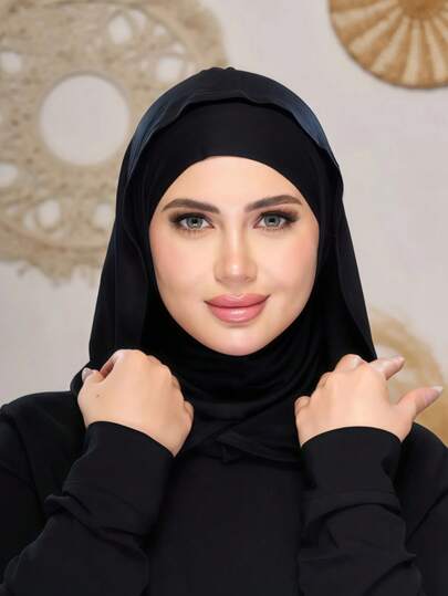 1 pièce Cagoule femme de couleur unie, cache-cou pour le ski, turban élastique, respirant et confortable, large bord absorbant la transpiration, antidérapant, multifonctionnel, accessoire mode minimaliste, capuche et écharpe assorties en un seul pour s'habiller