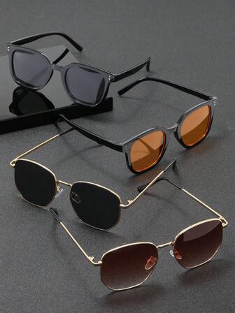 4副/套 时尚休闲男士眼镜，奢侈品牌设计师眼镜，提升面部轮廓和立体感，适合日常生活、海滩、驾驶、露营、钓鱼、聚会和户外旅行，休闲太阳镜，防眩光。