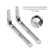 Soporte para Microondas, Repisa para Microondas de Acero Inoxidable, Montaje en Pared y Plegable Sin Ocupar Espacio - Plateado - Ver 3