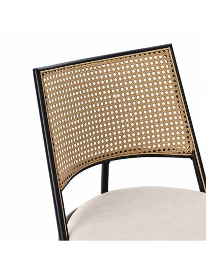 Pu Seat Cushion Rattan Chair, Beige, Black, Pieces, Restaurant, view 9