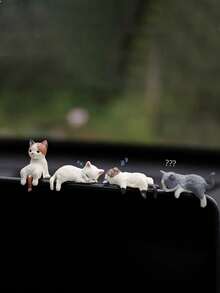 Adornos de gato mini de dibujos animados lindos, muñecos de coche, decoración interior de coche, adornos interesantes, cualquier combinación de decoraciones, mejora el estilo personal del coche, decoración del salpicadero y la consola central, adecuado para el interior del coche y los adornos de la pantalla, regalos de pareja, regalos festivos, accesorios de coche