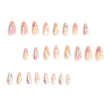 Rainbow Press On Nails Nude False Nails Full Cover Acrylic Cloud Fake Medium Nails For Women And FFgirls 24PCS{Inchcolor_nameinch:InchColor5inch} - 顏色5 - 查看 3