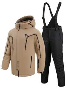 Bộ 2 món kiểu Boyfriend dành cho nam, bộ đồ thể thao ngoài trời, áo khoác và quần trượt tuyết chuyên nghiệp kiểu Boyfriend dành cho nam HX5594-1 mùa đông - Màu Khaki - Xem 10