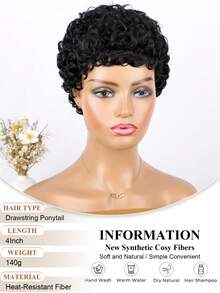 Pixie Cut Wigs Synthetic Short Pixie Cut Wigs For Black Women Curly Wave Glueless Short Layered Pixie Cut Curly Wigs With Bangs Natural For Daily Use - 彩色 - 查看 3