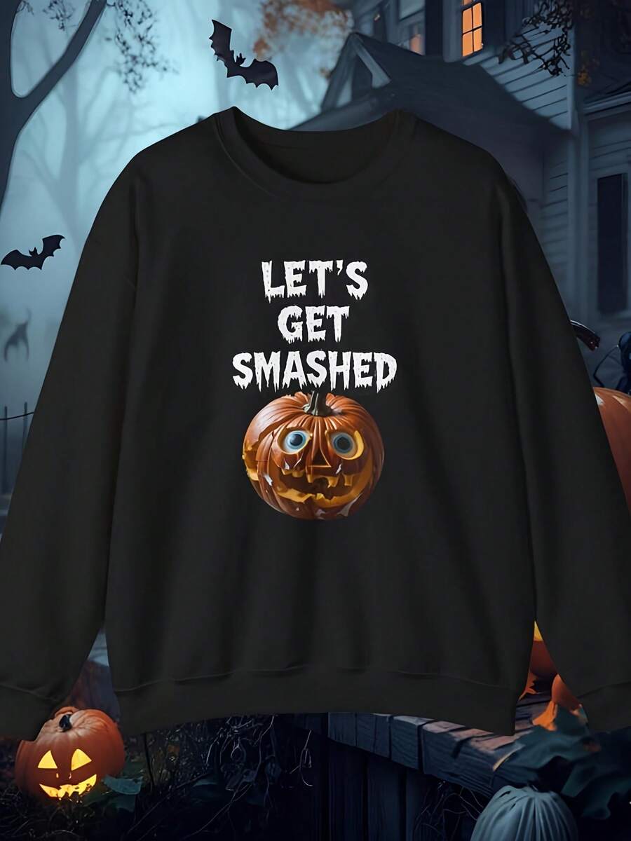 Lets Get Ashed Halloween Sweatshirt Funny Pumpkin Design Spooky Season Sweater Halloween Party Rel Ashed Pumpkin Sweatshirt - 款式6 - 查看 1