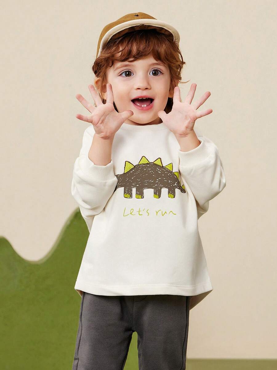 mini bala Baby Boy Stretch Sweatshirt Soft Breathable Durable Comfortable Fall Top - Milky White - View 1