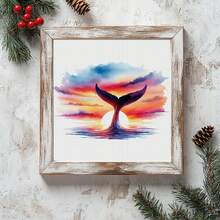 一套 - 日落鲸尾十字绣套件，DIY针线艺术用品，11CT十字绣装饰画，创意手工减压礼物。完整的家居装饰印花十字绣工艺品，适合家居装饰编织艺术。不含画框。 - 彩色 - 查看 4