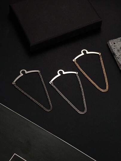 1/3Pcs Tie Chain Clip Fashion Necktie Chains Men Suits Neckties Vests Accessories Elegant Tie Pins Tacks With Ring Clasp For Men Trouser Business Wedding Wear (Gold+Silver+Gun Black)