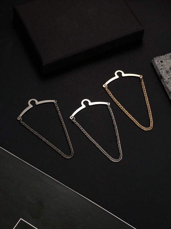 1/3Pcs Tie Chain Clip Fashion Necktie Chains Men Suits Neckties Vests Accessories Elegant Tie Pins Tacks With Ring Clasp For Men Trouser Business Wedding Wear (Gold+Silver+Gun Black)