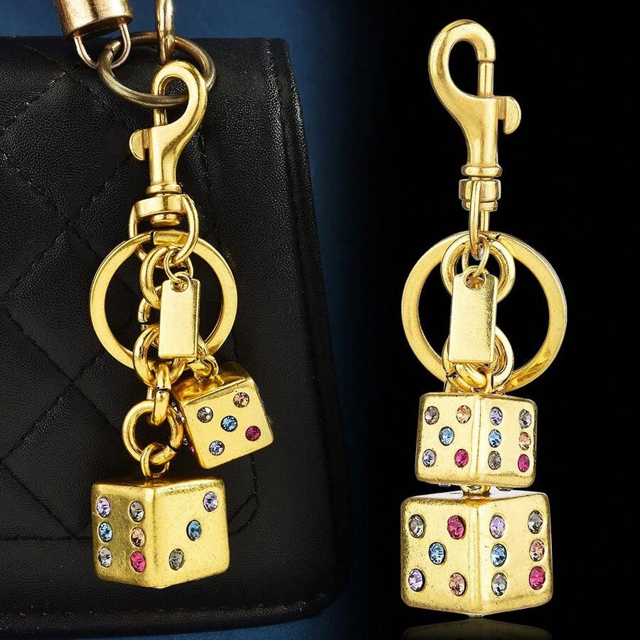 1 Pc Creative Pink Red  Dice Keychain Bag Gift Pendant Keychain - Bạc - Xem 1