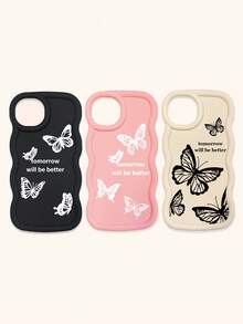 3pcs Luxury Creative Butterfly Print Matte Soft Phone Case, Compatible With IPhone & Galaxy Phones - Multicolor - View 40