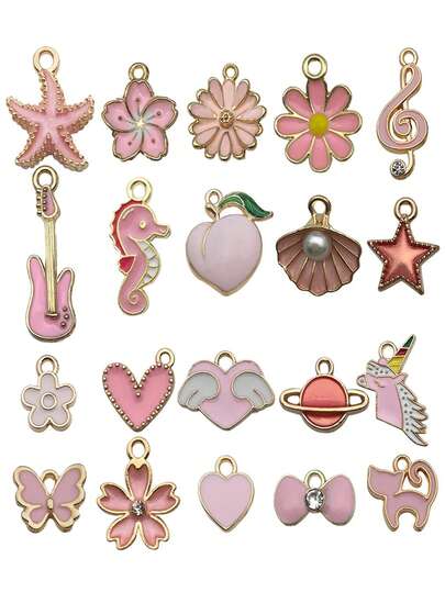 20pcs Fashion Oil Drop Girly Pink Pendant DIY Jewelry Accessories Suitable For Necklaces, Earrings, Bracelets Jewelry Accessories