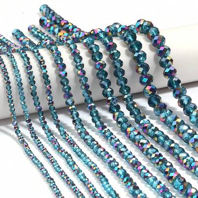 1pc Faceted Transparent Blue-Green Crystal Beads, 3/4/6/8/10mm, Fashion Casual Sparkling Crystal Beads For Jewelry Making, DIY Bracelets, Necklaces, Funky Jewelry, Creative Crafts, Phone Charms, Keychains, Decorative Accessories