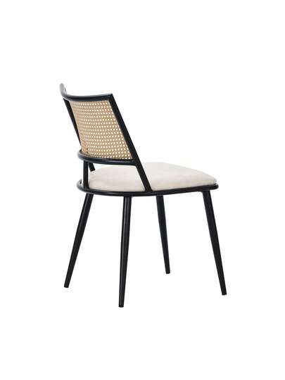 Pu Seat Cushion Rattan Chair, Beige, Black, Pieces, Restaurant, view 4