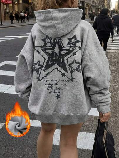 sweat-shirt à capuche imprimé pour femmes, Top polyvalent à coupe ample pour l'automne/l'hiver