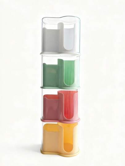 1pc Desktop Cosmetic Storage Box, Cotton SwabMakeup Remover Padton Holder. Hair Accessory Storage Box, With Lid Dust-Proof Stackable Design, U-Shaped Opening For Easy Access, Suitable For Storing CottonMakeup Remover Padr Cotton, Lipstick, Hair Accessories, Can Be Used On Vanity Or Bathroom Counter, Multiple Colors Available.