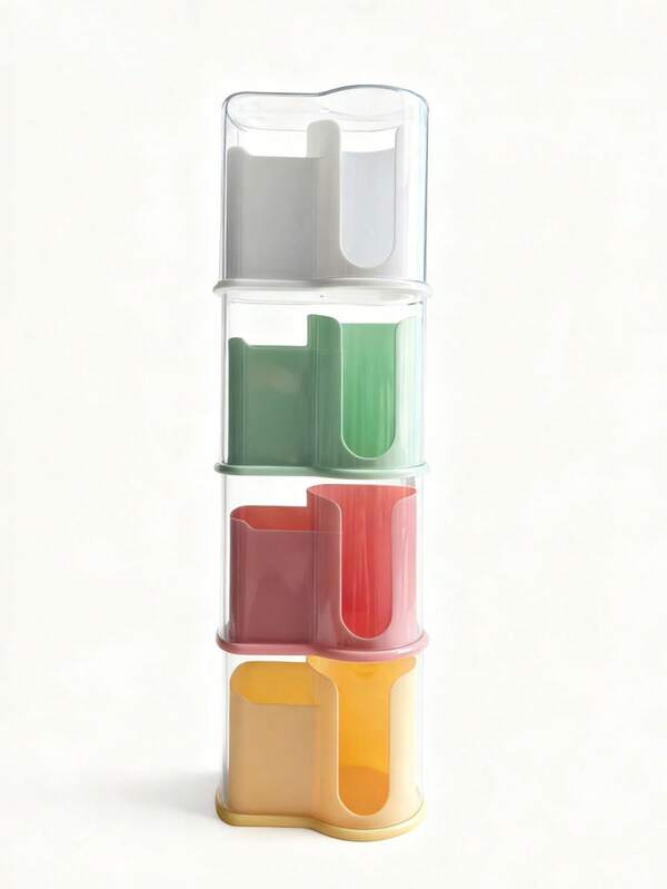 1 pieza Caja de almacenamiento de cosméticos de escritorio, soporte para bastoncillos de algodón y almohadillas desmaquillantes. Caja de almacenamiento de accesorios para el cabello, con tapa a prueba de polvo y diseño apilable, con abertura en forma de U para un fácil acceso, adecuada para almacenar algodón, desmaquillante, lápiz labial, accesorios para el cabello, se puede usar en el tocador o en el mostrador del baño, disponible en varios colores.