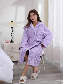 Ultra-Soft Flannel Bathrobe - Extra Long & Thick, Cozy Warm Loungewear For Autumn/Winter, Machine Washable